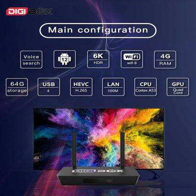 Digibox 2.4Ghz 5.8Ghz Smart TVbox met D3 Plus Voice Control Smart TV box op afstand